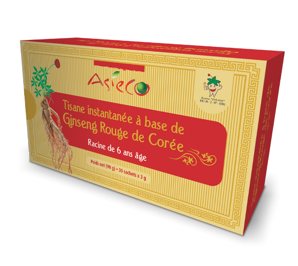 Tisane instantanée Ginseng Rouge de Corée boite de 30 sachets de 3g